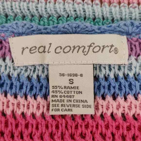 Real Comfort Multi-Colored Open Knit Button Front Cardigan Size XS Pastel - Picture 7 of 8